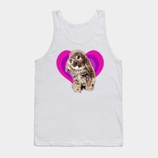 Super cute 3D baby mini lop rabbit on a rainbow heart! Tank Top